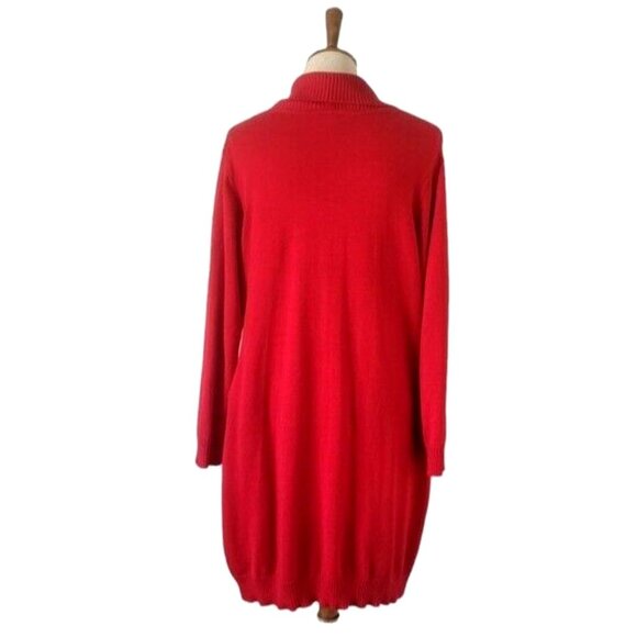 Size 14/16 1X Red Soft Knit Sweater Dress Buckle Fall Winter Cozy Plus Size - Picture 5 of 8
